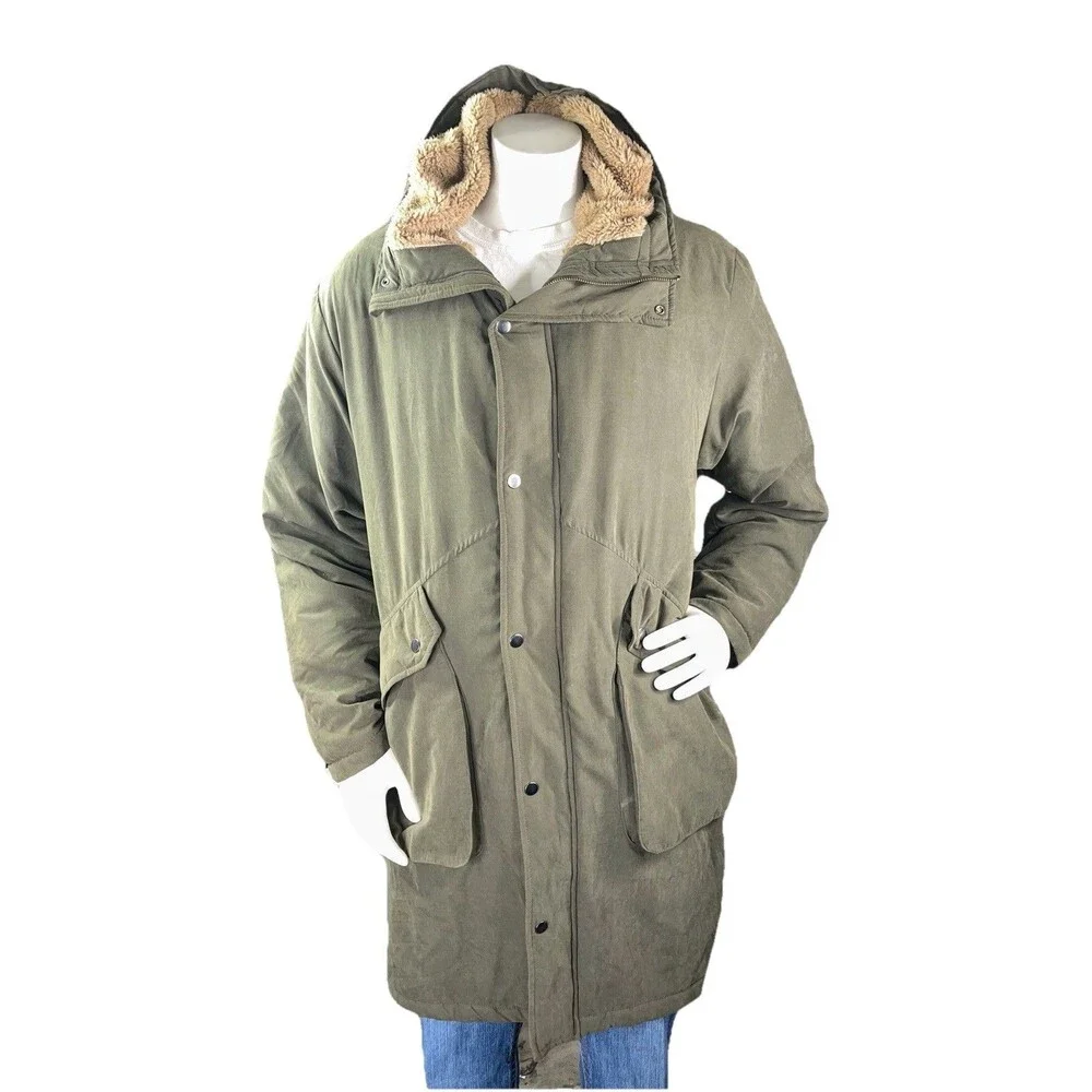 Valman Japanese Jacket Men's XXL Green Prairie Dawn Hooded Parka Sherpa Lined
